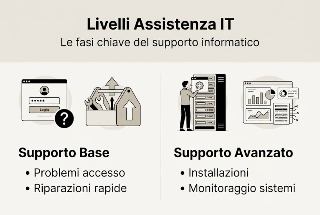 Infografica sui diversi livelli di supporto informatico
