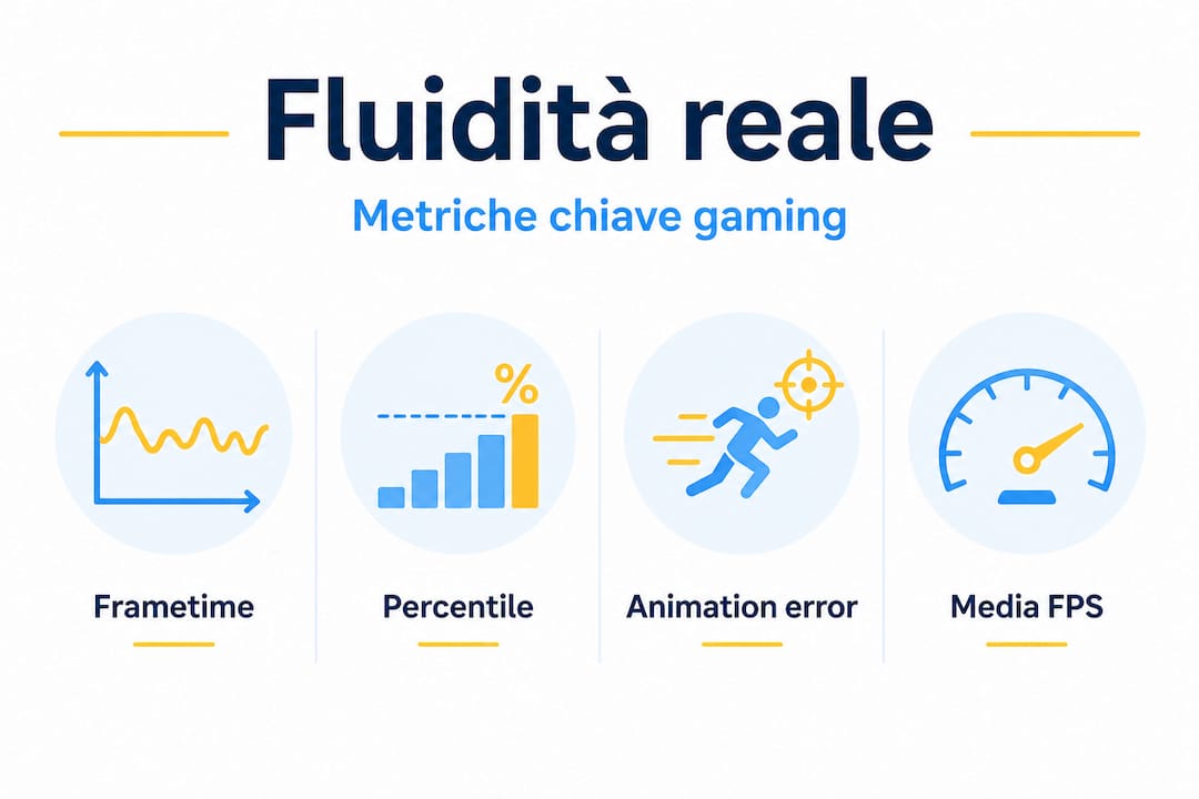 Infografica sulle principali metriche per valutare la fluidità nei videogiochi