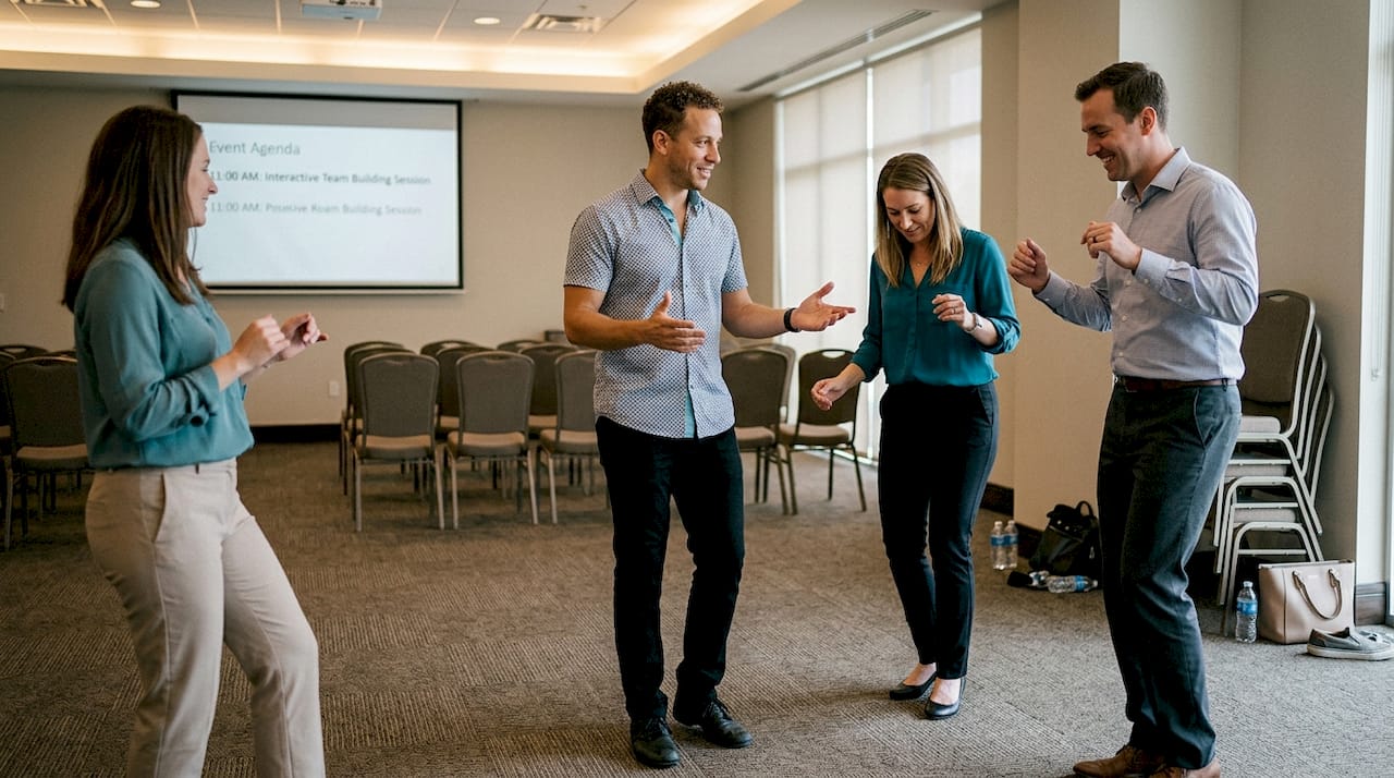 Salsa instructor guiding interactive dance demo