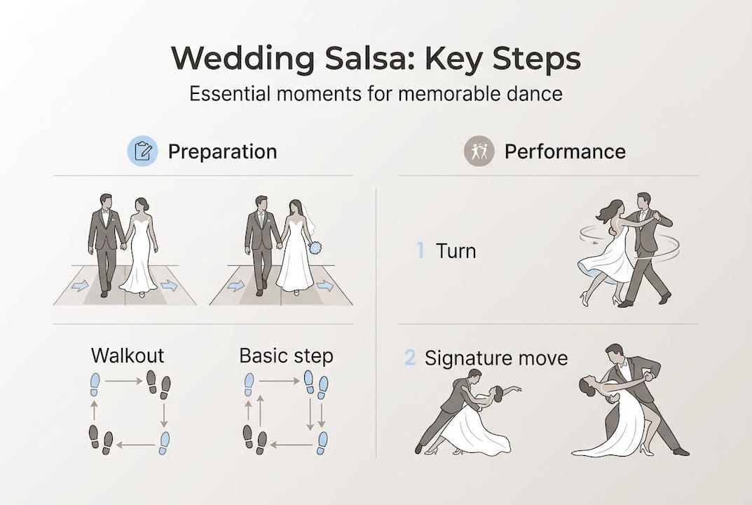Infographic wedding salsa steps overview