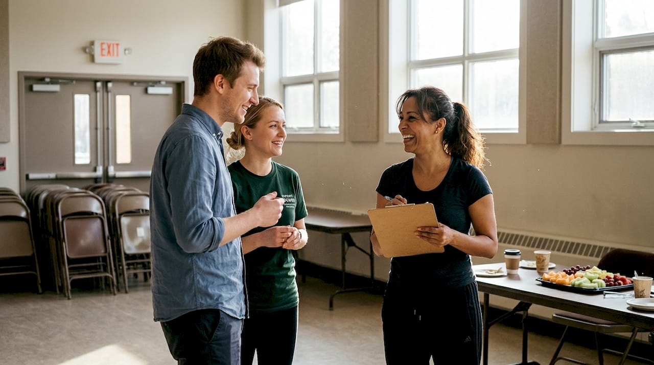 Salsa instructor coordinating with event team