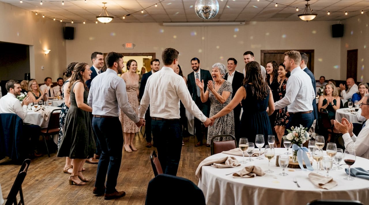 Wedding guests join Cuban salsa circle dance