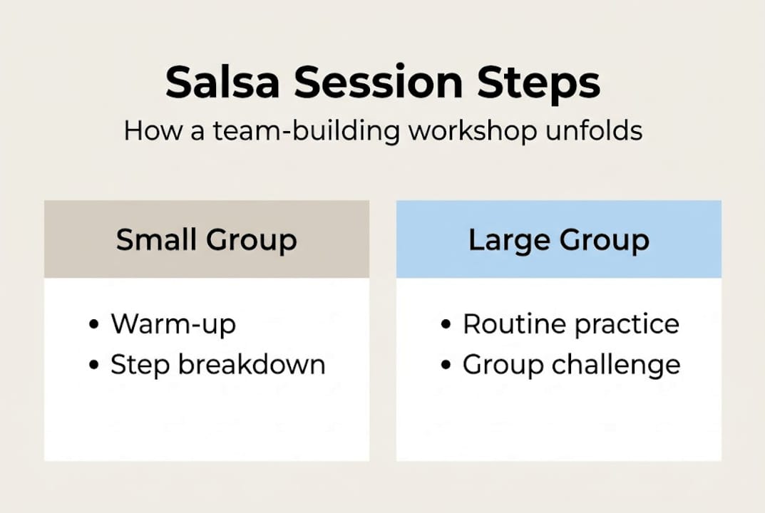 Infographic showing salsa session steps breakdown