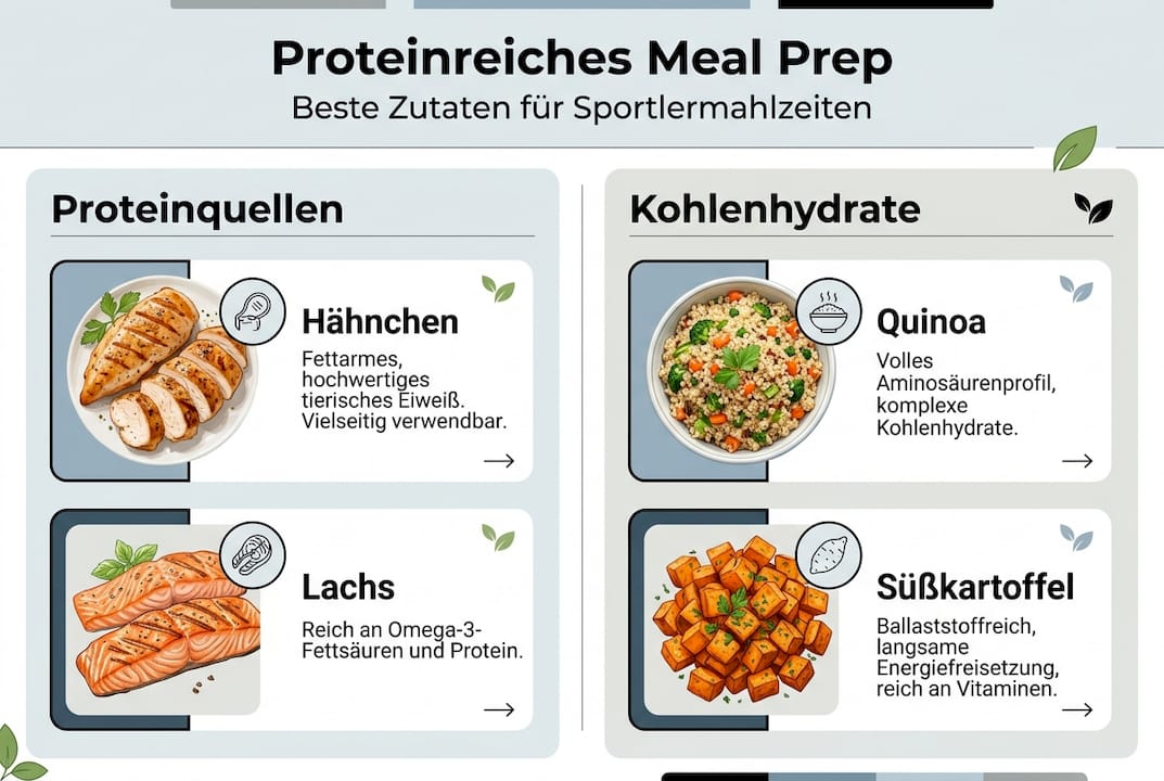 Infografik: Die besten proteinreichen Zutaten fürs Meal Prep auf einen Blick