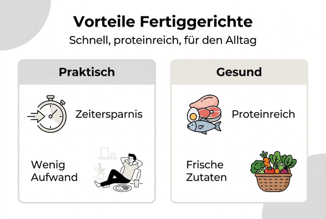 Infografik: Die Vorteile proteinreicher Fertiggerichte auf einen Blick