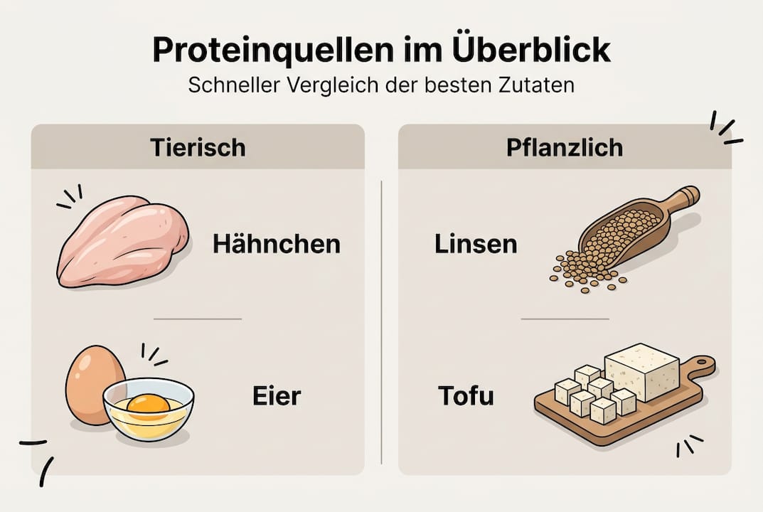 Infografik: Tierisches vs. Pflanzliches Eiweiß im Vergleich