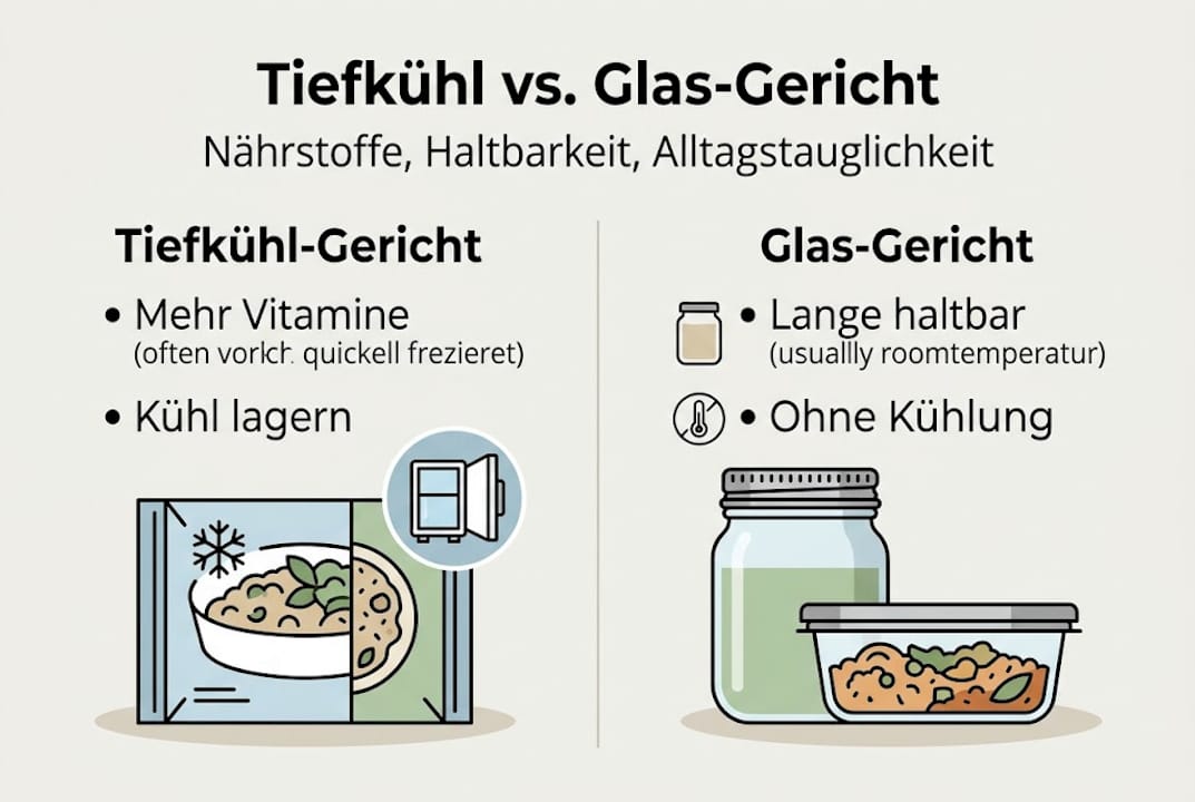 Infografik: Tiefkühlprodukte vs. Lebensmittel im Glas – ein Vergleich