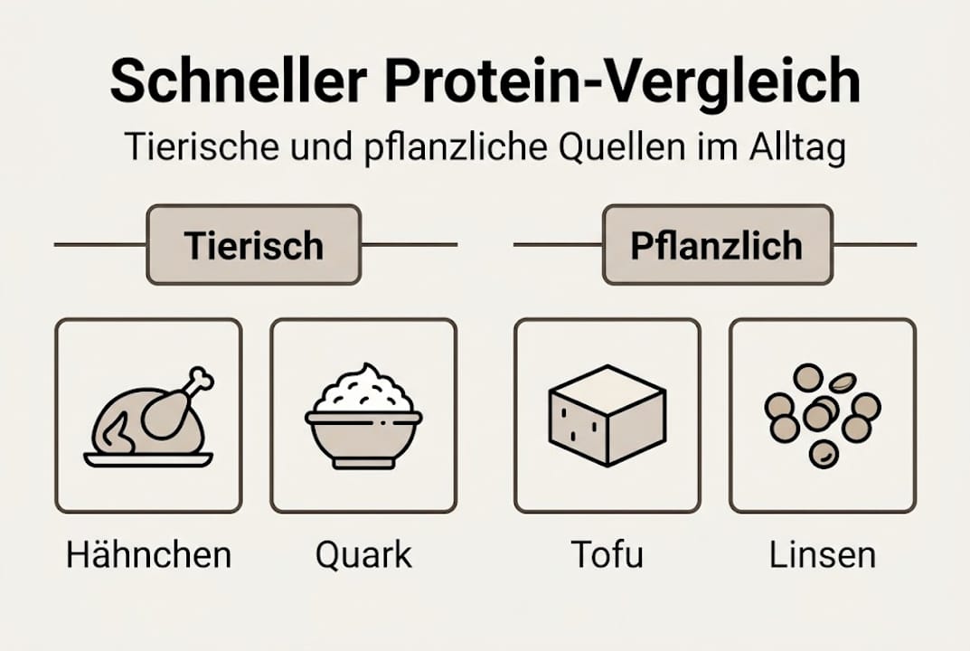 Vergleich der eiweißreichsten Lebensmittel in einer anschaulichen Infografik