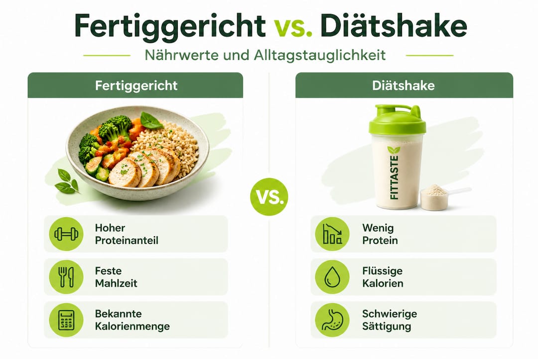 Infografik: Fertiggericht oder Diätshake – welcher ist die bessere Wahl?