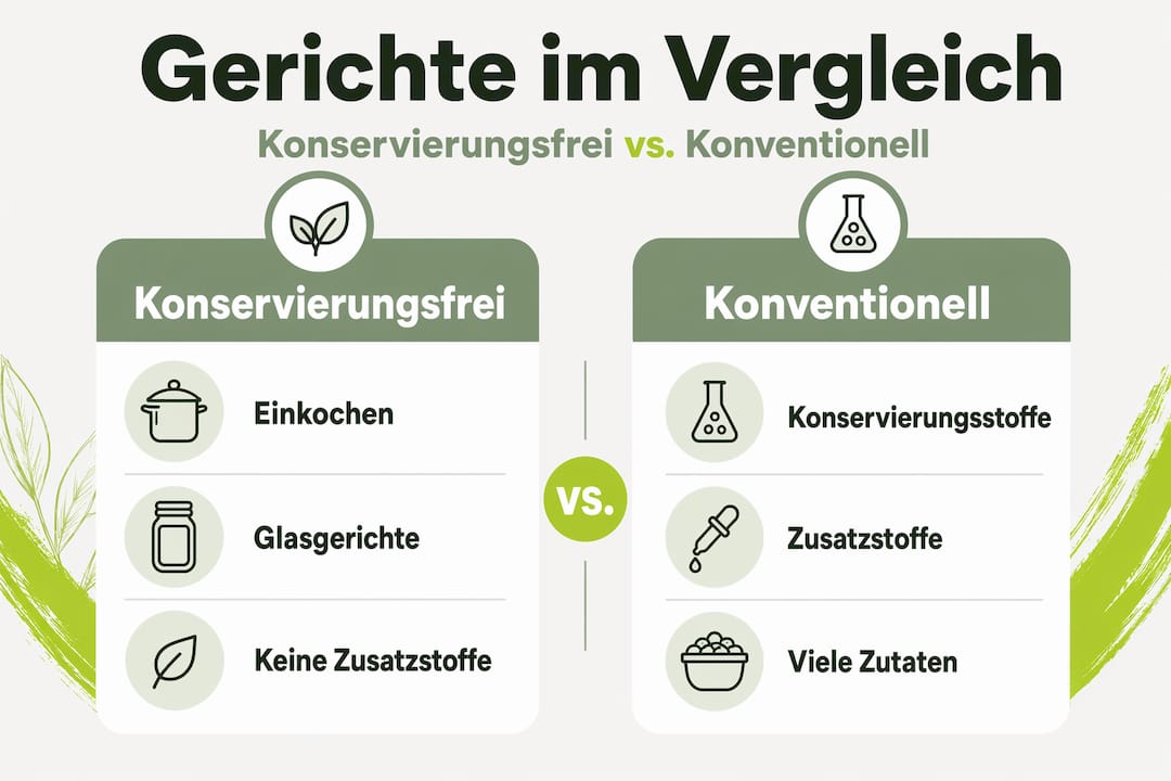 Infografik: Konservierungsfreie Produkte im Vergleich zu herkömmlichen Alternativen