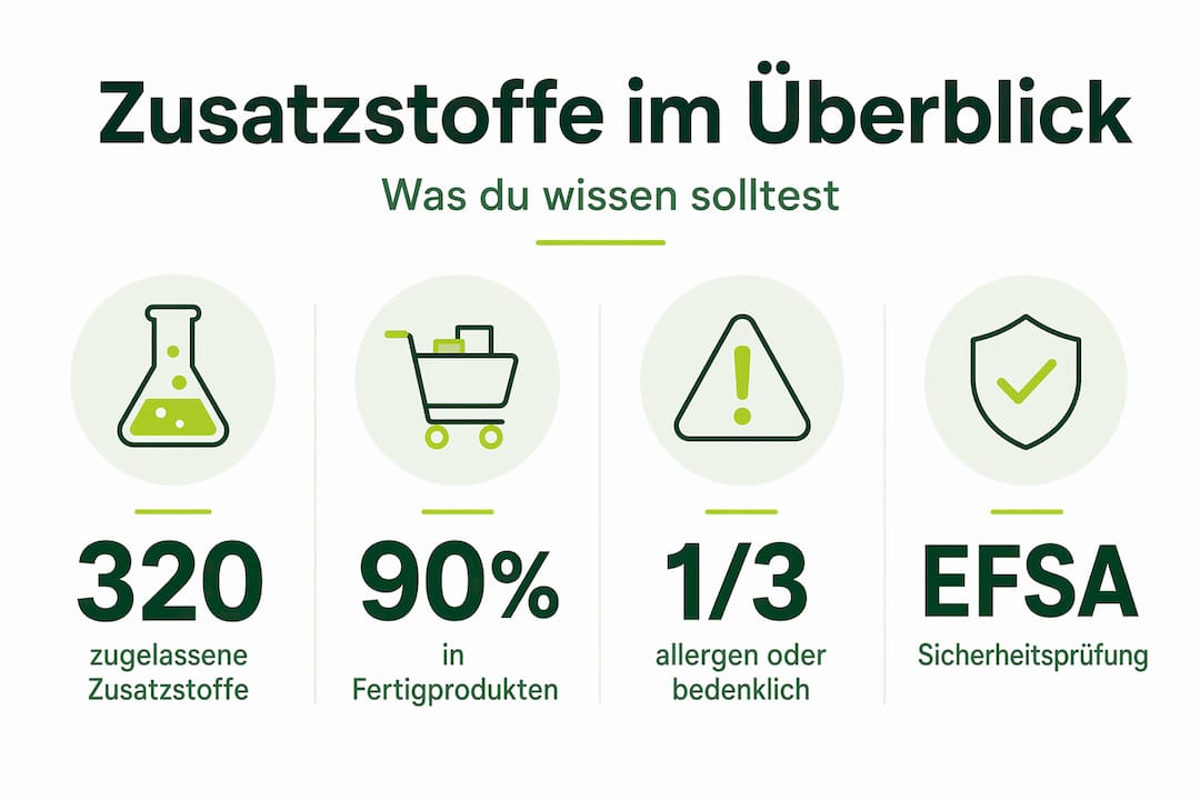 Übersichtsgrafik: Inhaltsstoffe und Zusatzstoffe in unseren Lebensmitteln – Zahlen, Daten, Fakten