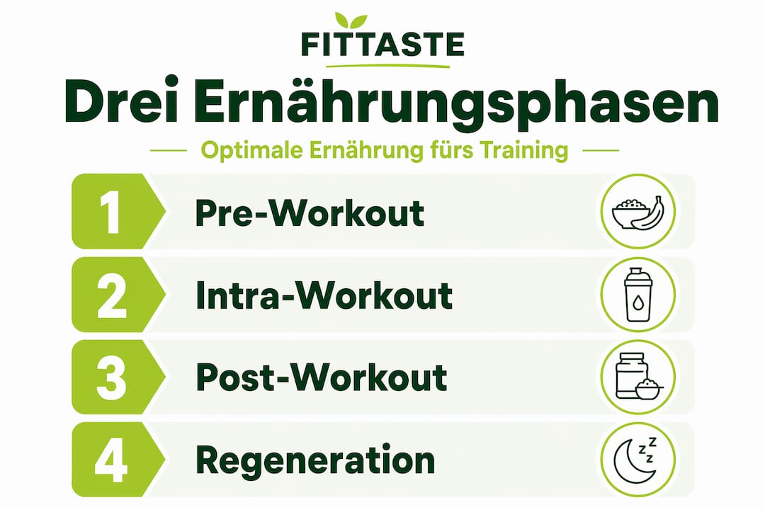Infografik: Die drei wichtigsten Ernährungsphasen für Sportler