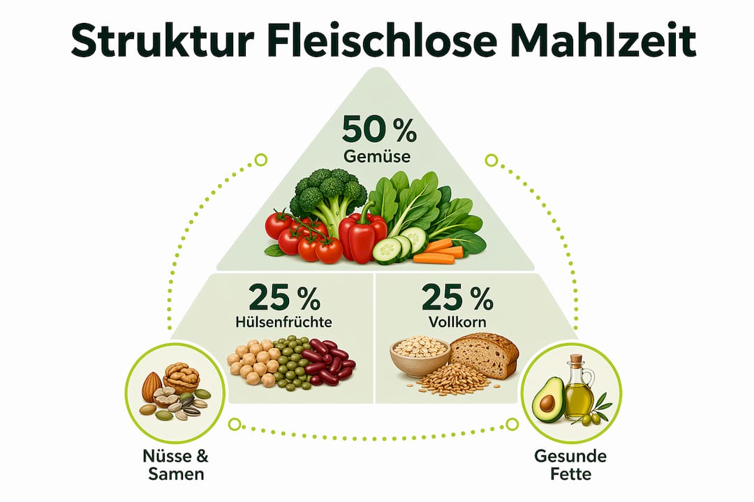 Grafik: So setzt sich ein vegetarisches Gericht ausgewogen zusammen
