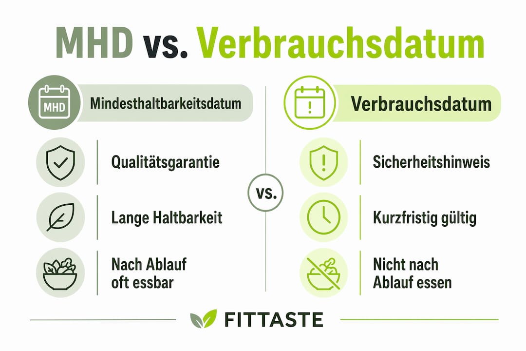 Infografik: Was unterscheidet das Mindesthaltbarkeitsdatum vom Verbrauchsdatum?