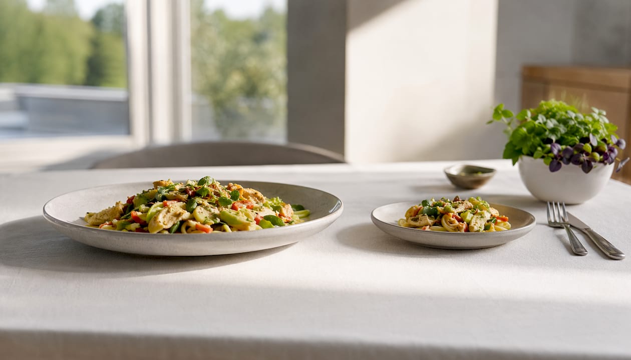Verschiedene Tellerformate mit passenden Portionen