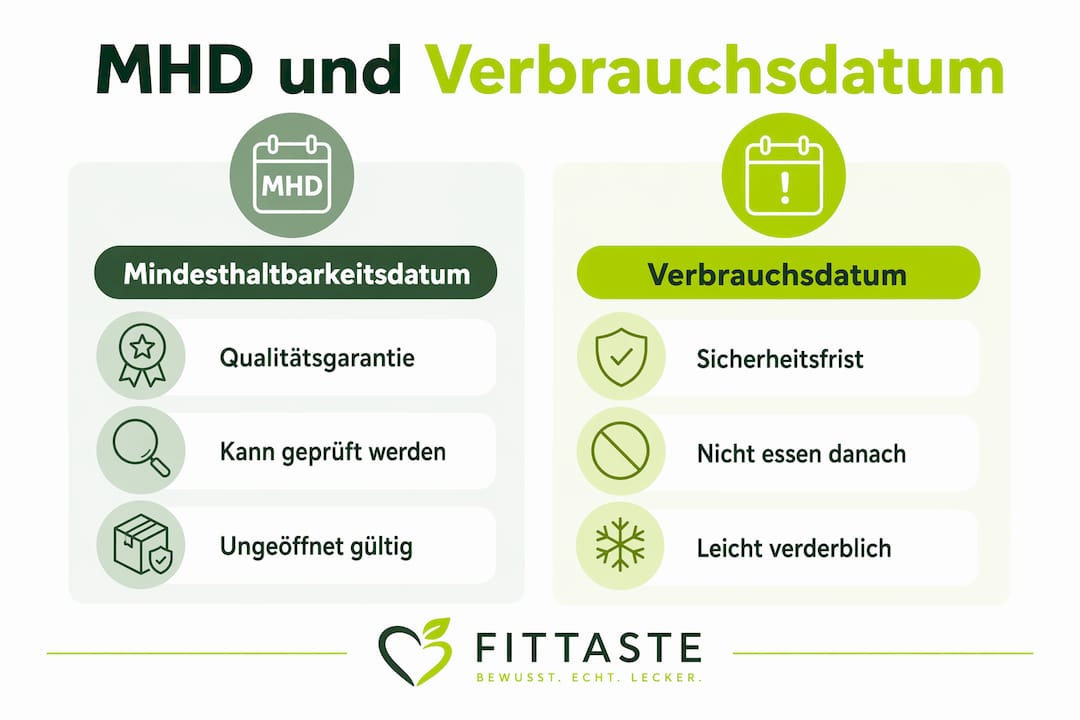 Infografik: Unterschiede zwischen Mindesthaltbarkeitsdatum und Verbrauchsdatum – die wichtigsten Merkmale im Überblick