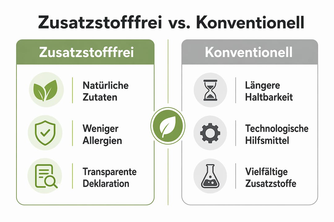 Infografik: Zusatzstofffreie Lebensmittel im Vergleich zu herkömmlichen Produkten