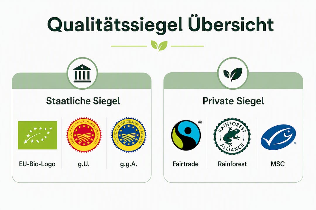 Infografik: Die wichtigsten Qualitätssiegel für Lebensmittel im Überblick