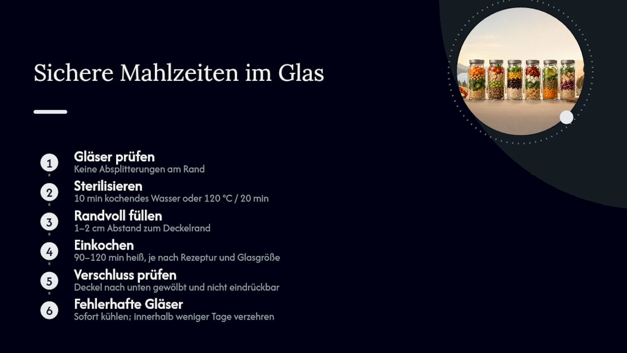 Wie stellst du Mahlzeiten im Glas zuhause sicher her? — overview diagram