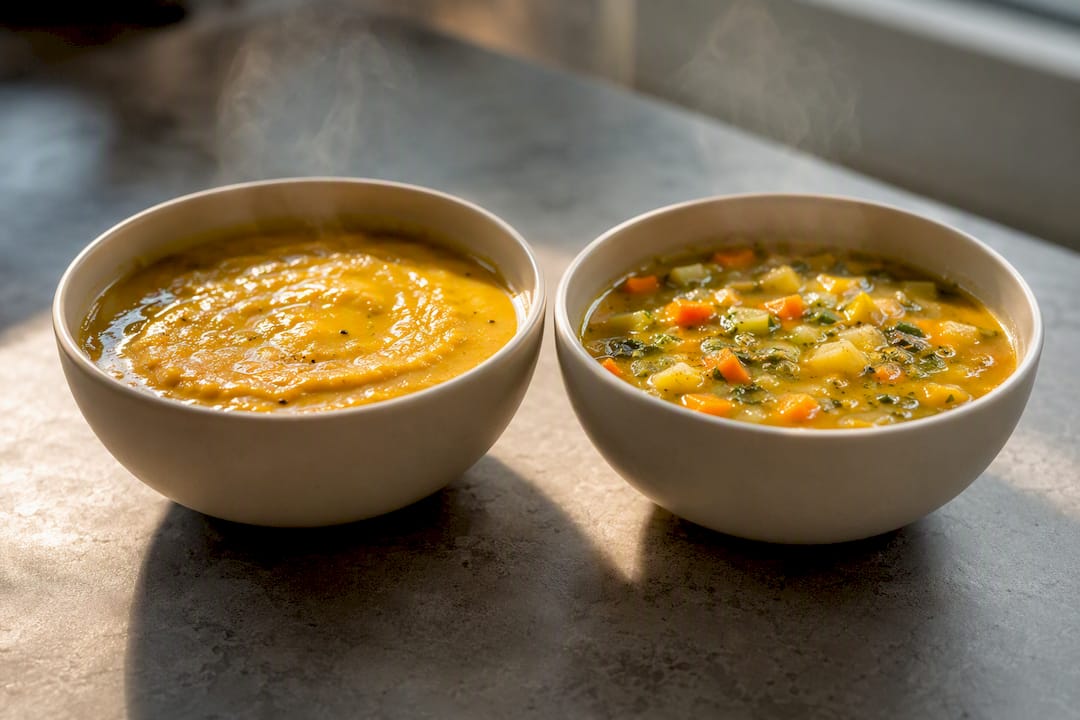Suppen mit cremiger und stückiger Konsistenz