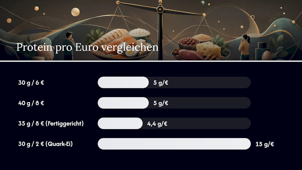 Protein pro Euro im Vergleich zweier Mahlzeiten