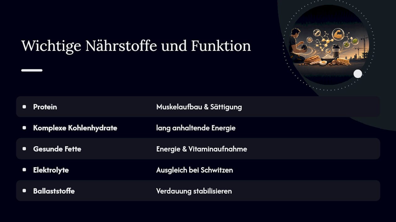 Nährstoffgruppen für körperliche Arbeit