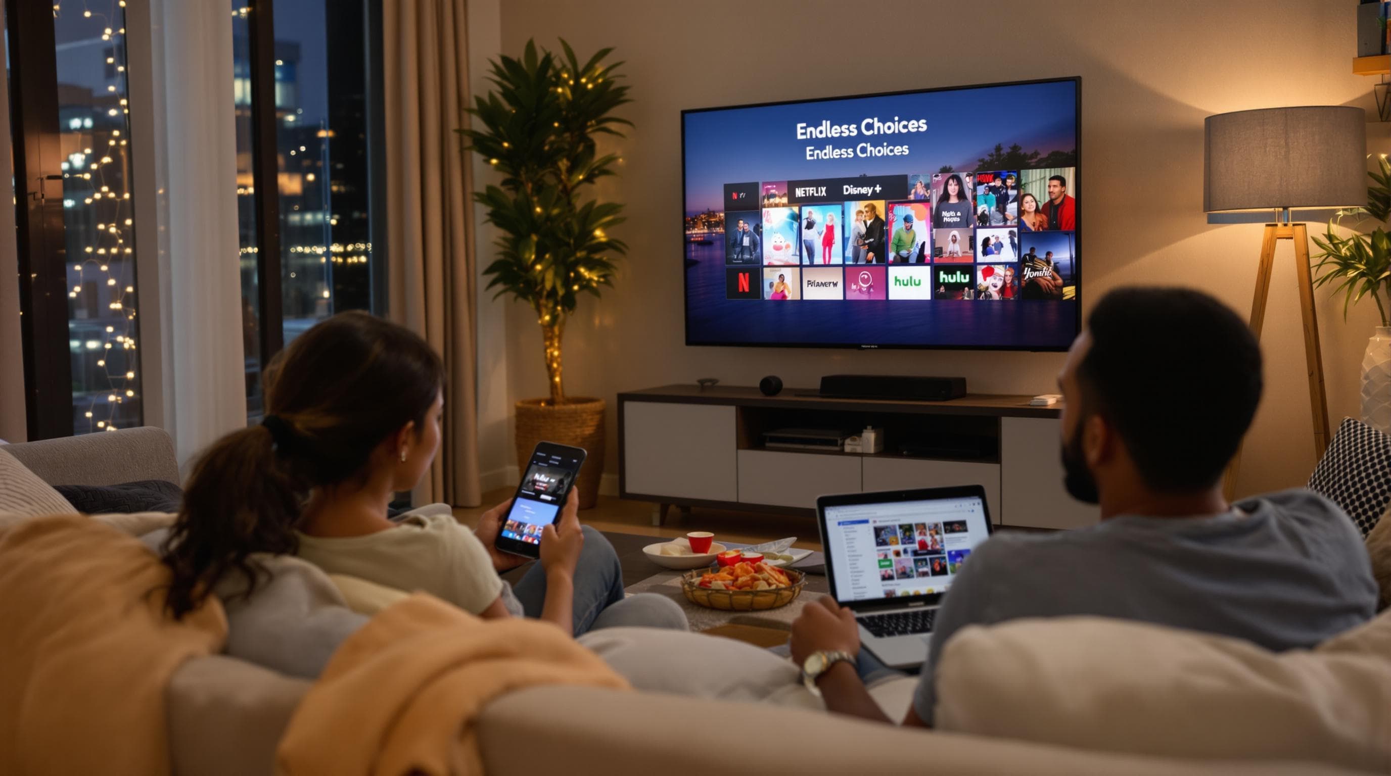 Family uses multiple streaming services on different devices at home.