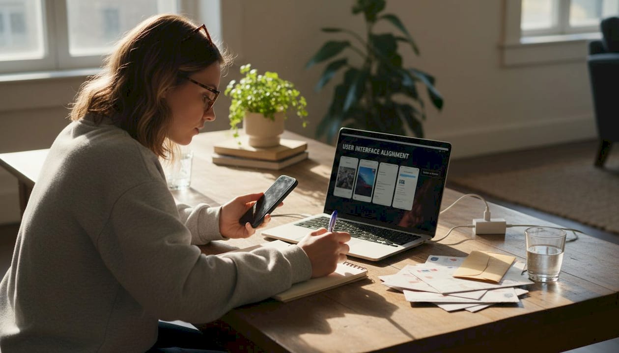 Woman planning intent-driven screenshot layout