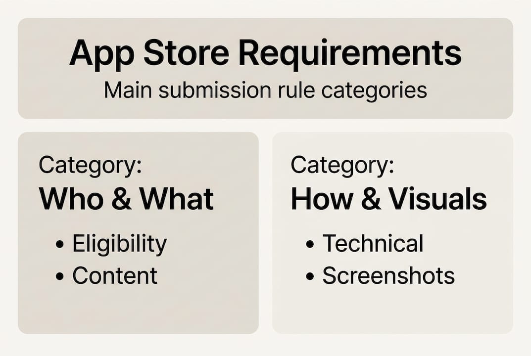 Infographic of app store requirements categories