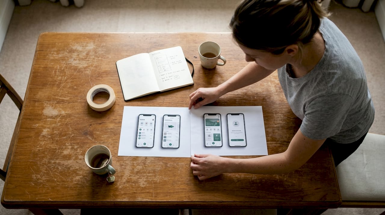 Subtle app mockup setup with natural lighting