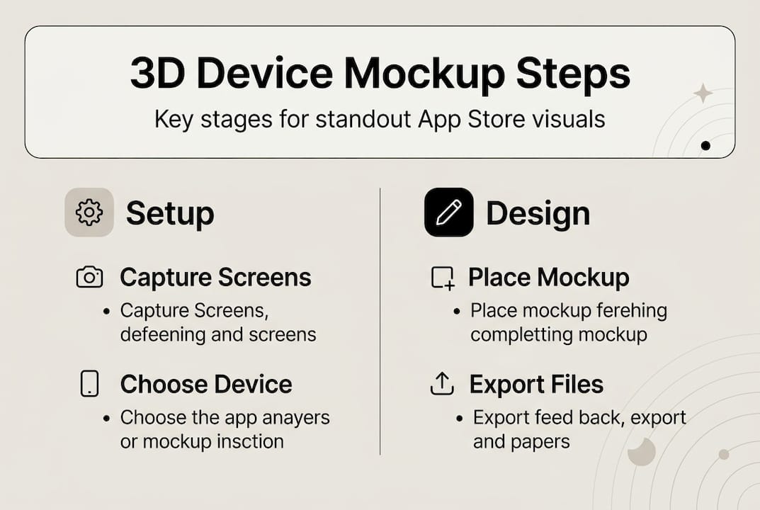 Infographic showing 3D device mockup workflow steps