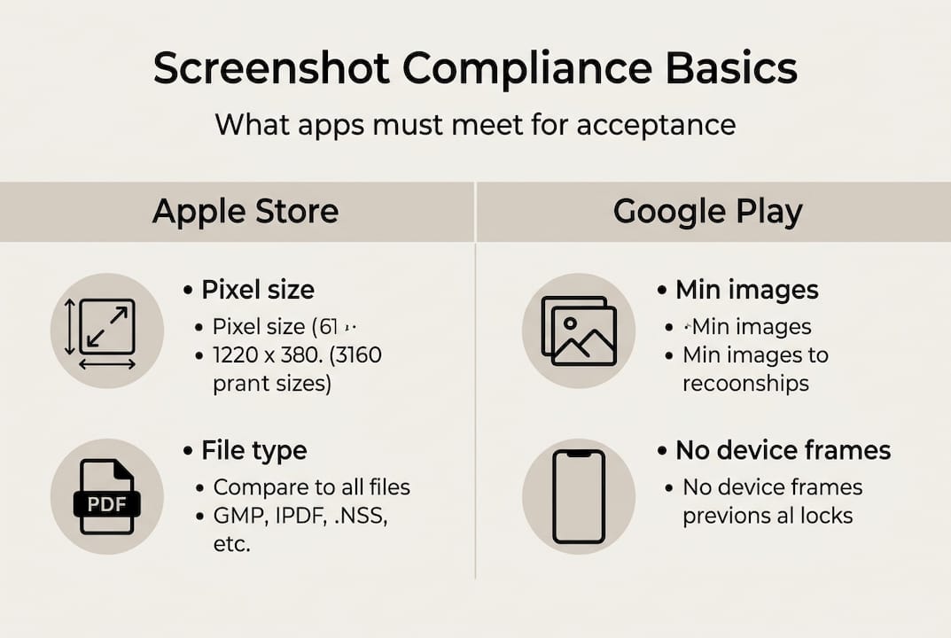 Infographic on app store screenshot compliance basics