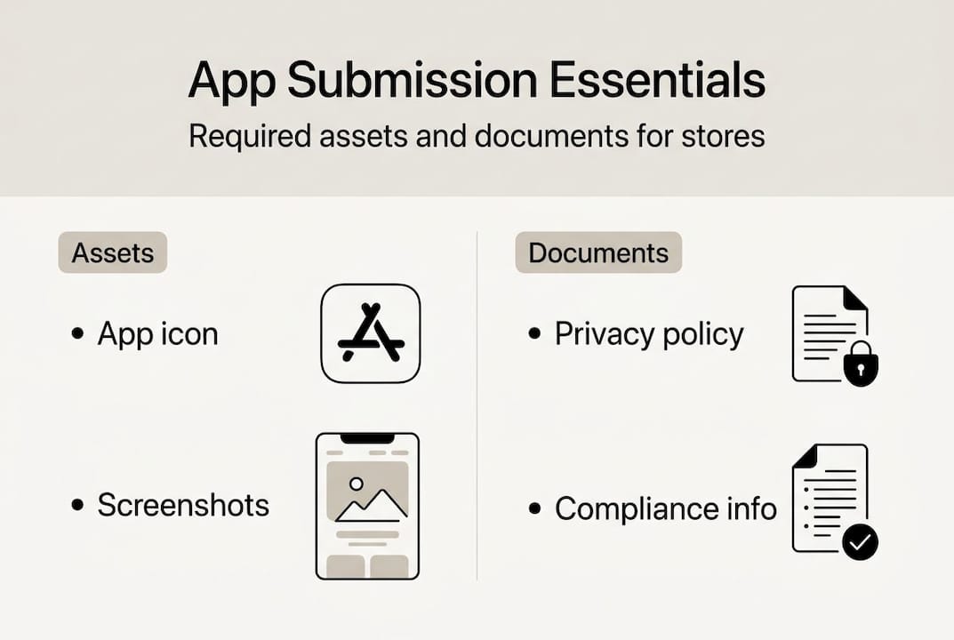 Infographic showing app submission required assets