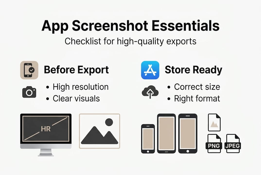 Infographic with checklist for app screenshot quality