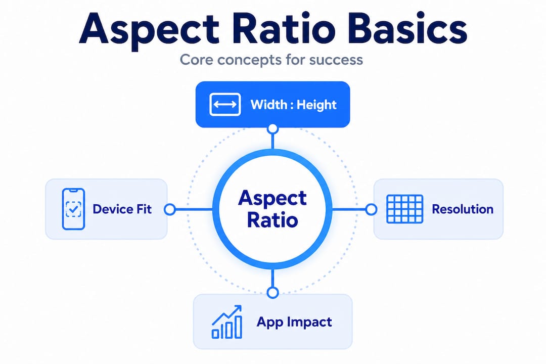 Infographic illustrating core aspect ratio concepts