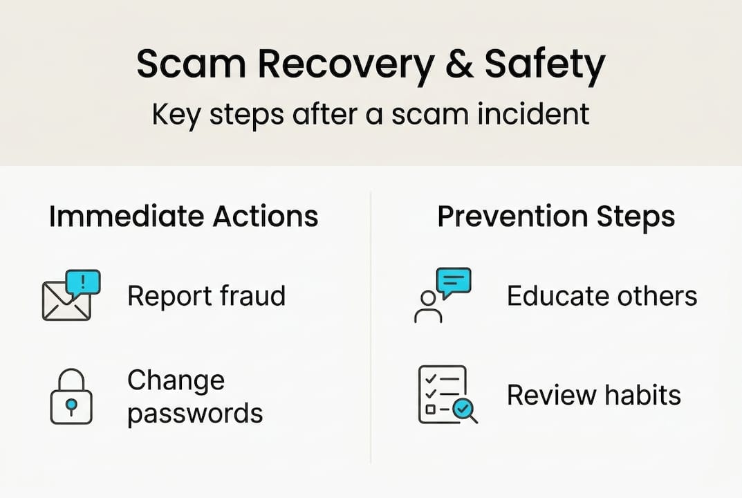 Infographic on scam recovery and prevention steps
