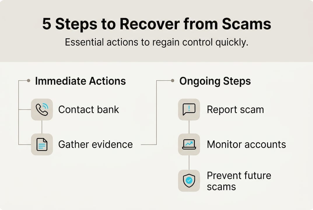 Infographic of five key scam recovery steps