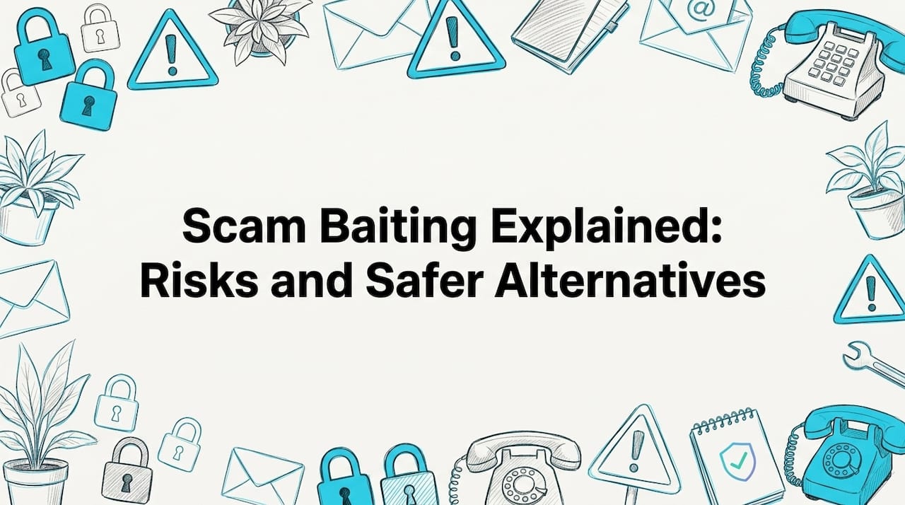 Hand-drawn scam theme decorative title card illustration
