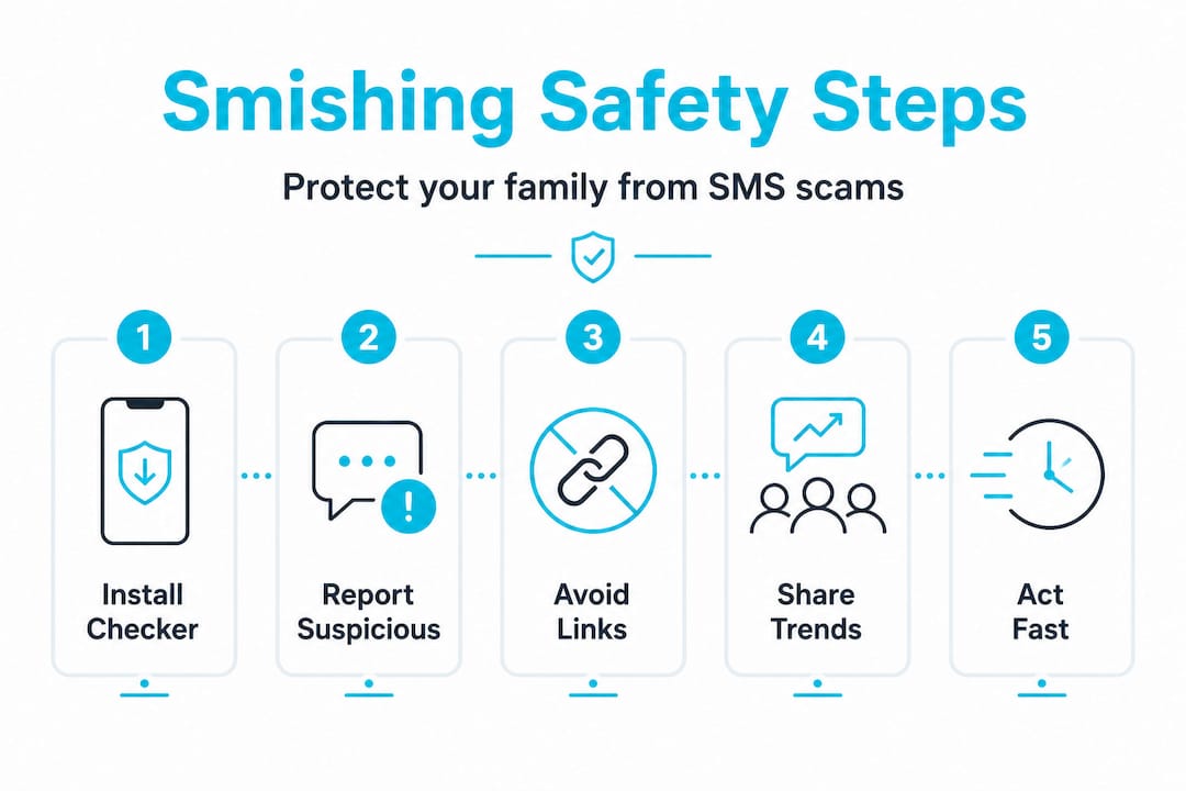 Infographic showing steps for smishing protection