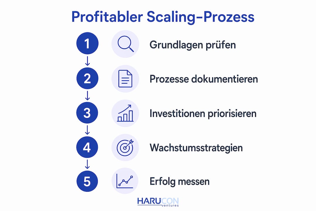 Grafik: Fünf Schritte zu erfolgreichem und gewinnbringendem Wachstum