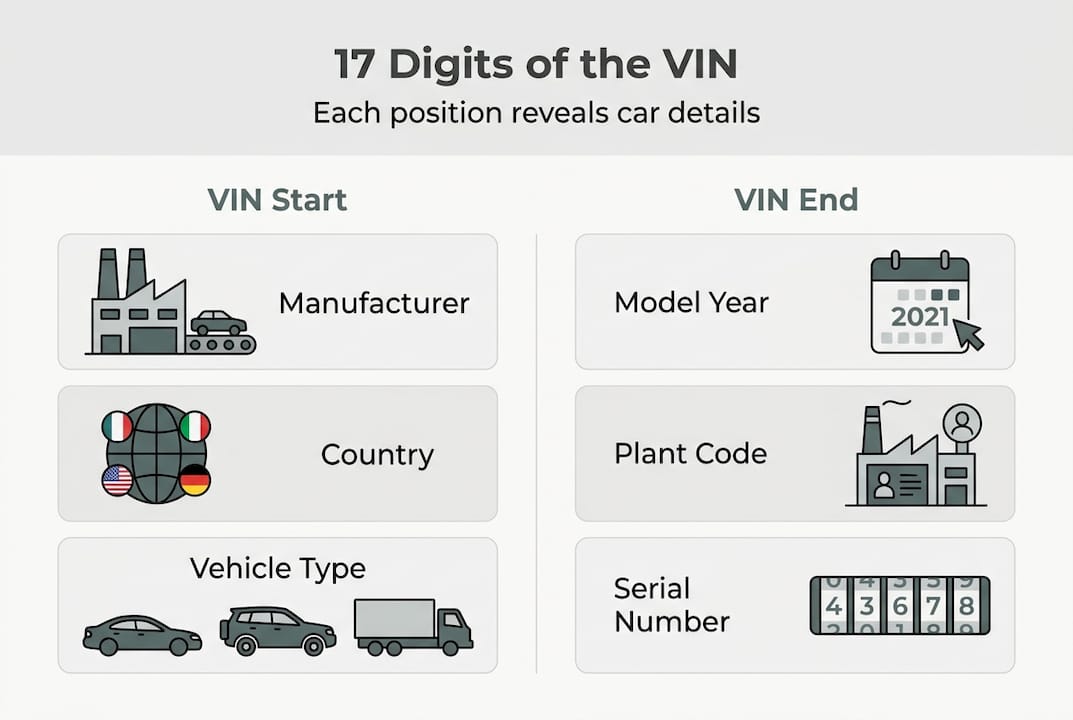 Infographic breaking down VIN 17 digits