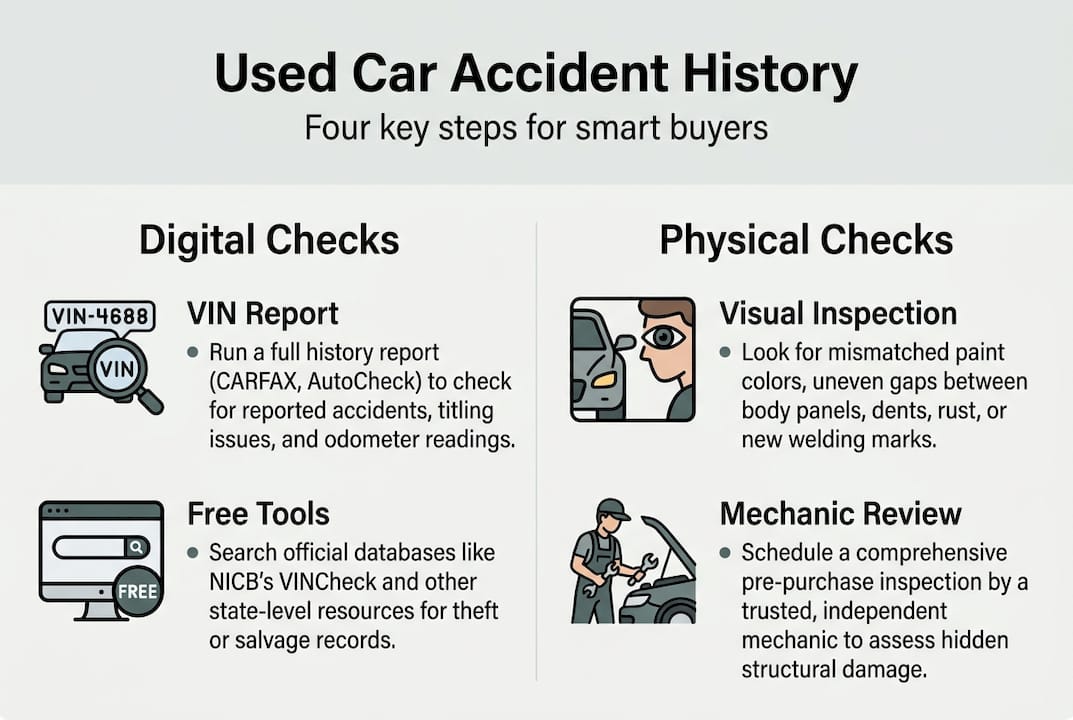 Infographic steps to check used car accident history