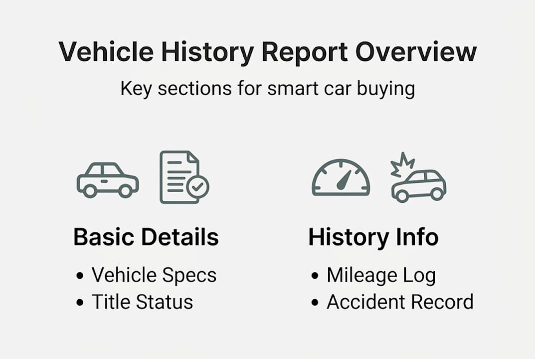Infographic shows report sections and labels