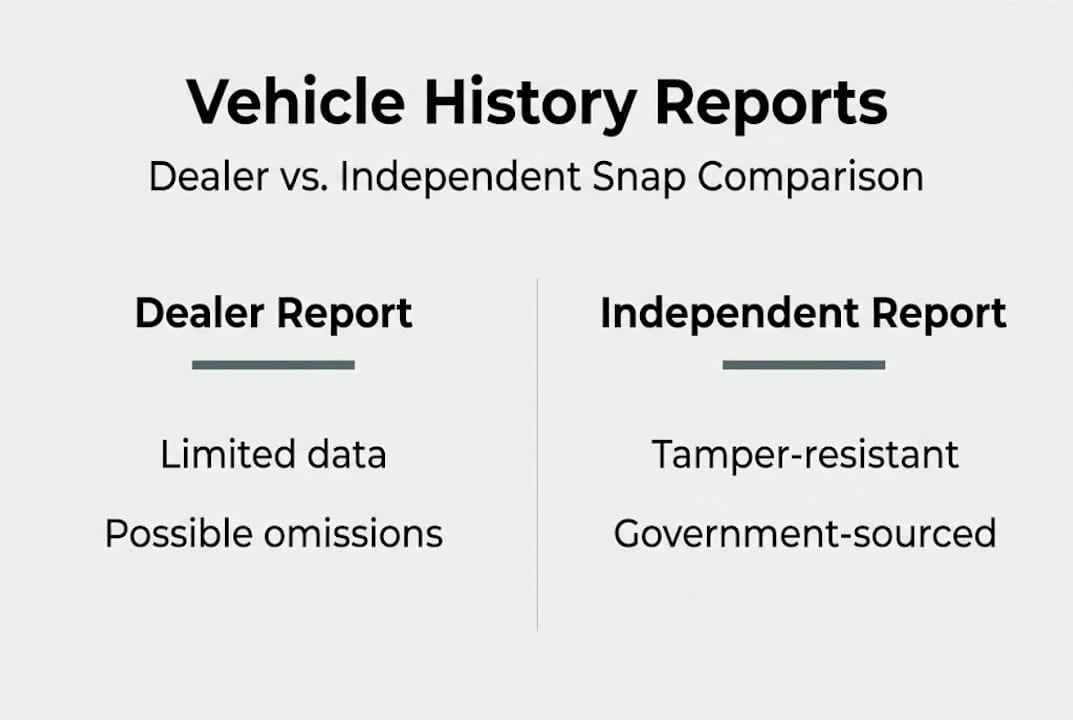 Infographic comparing dealer and independent vehicle reports