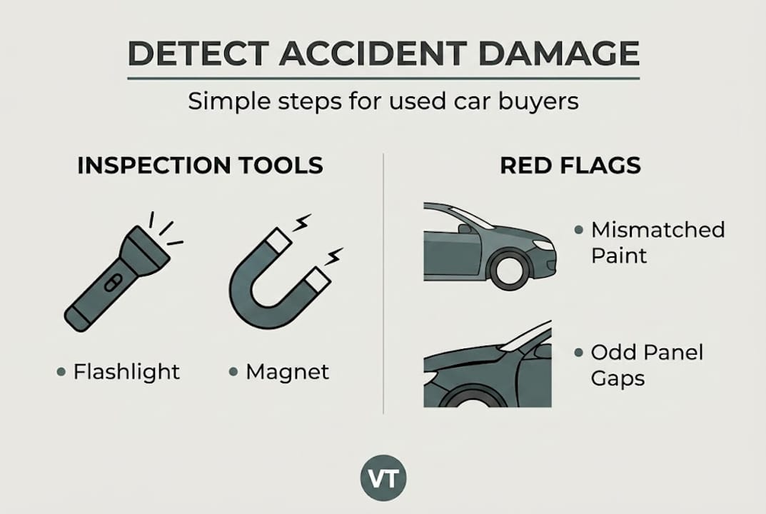 Infographic: steps and signs of accident damage