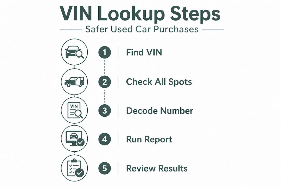Infographic outlines 5 VIN lookup steps