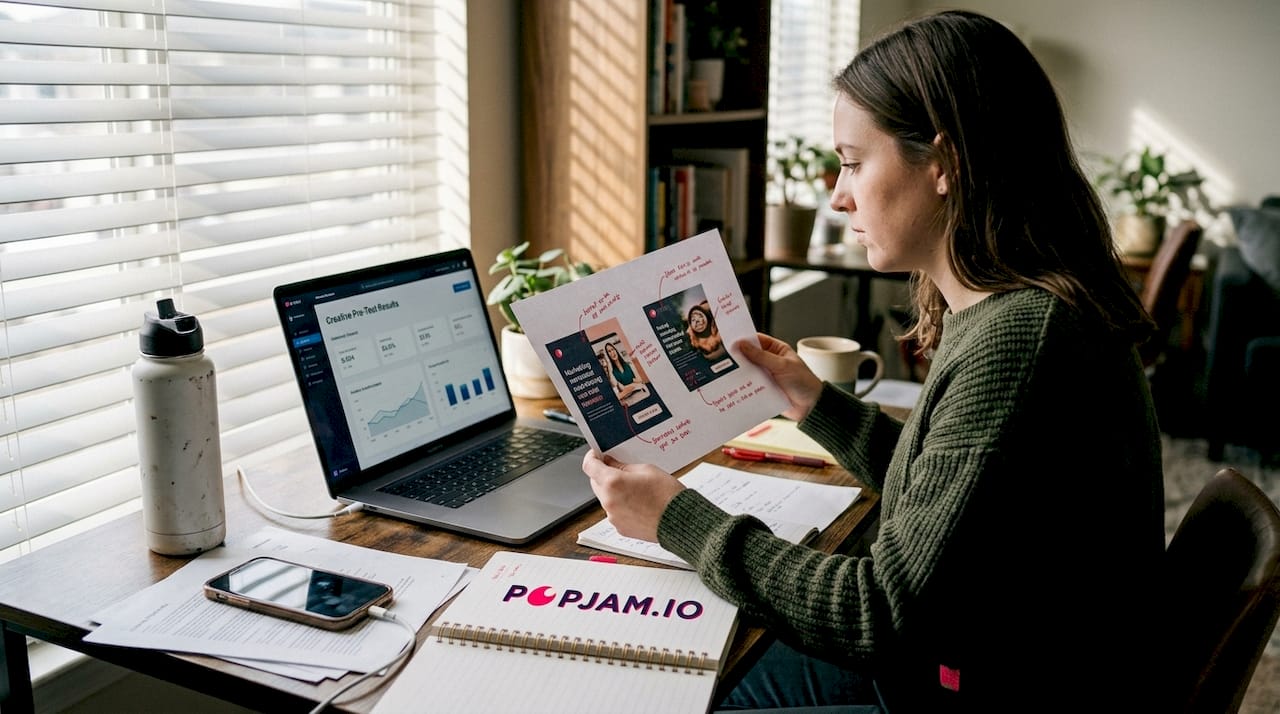 Marketer comparing creative pre-test results