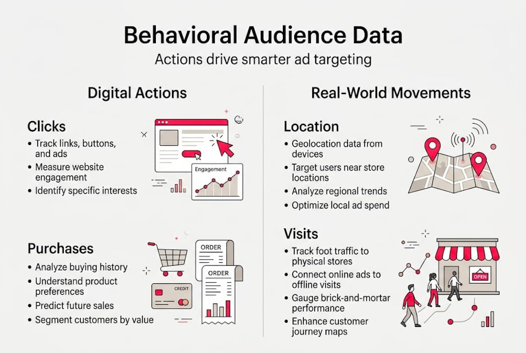 Infographic dividing behavioral data categories