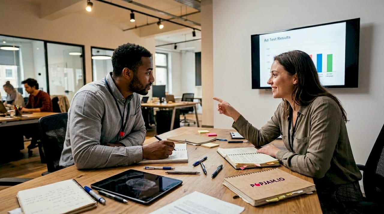 Team discusses ad creative testing