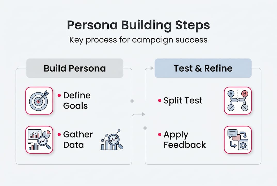 Infographic showing persona building steps